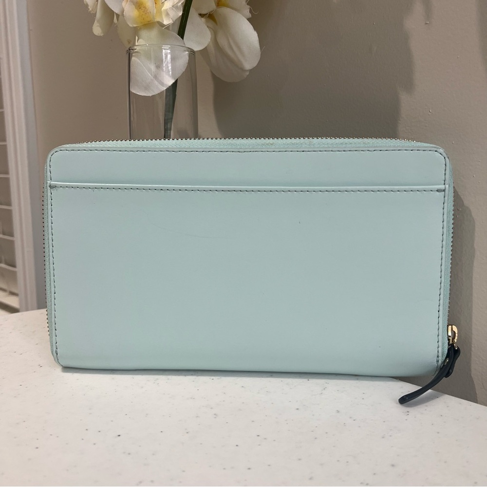 Kate Spade Graphic New Horizons Out Of Office Kaden Aqua Wallet. - Picture 2 of 9